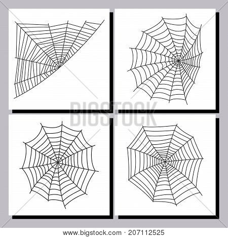 Spider web silhouette arachnid fear graphic flat scary animal poisonous design nature phobia insect danger horror tarantula halloween vector icon. Creepy warning symbol poison silhouette.