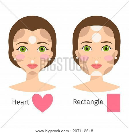 Set of different woman face types shapes female head vector character illustration. Cosmetology avatar types makeup. Female cosmetic face shapes.