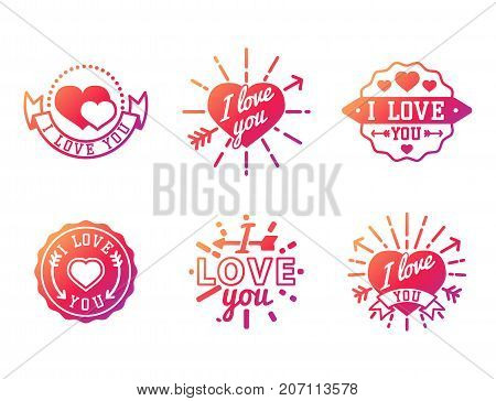 Vector I love You text overlays hand drawn lettering badge inspirational lover quote illustration. Lovely follow your heart romantic type have greeting sign message decoration.