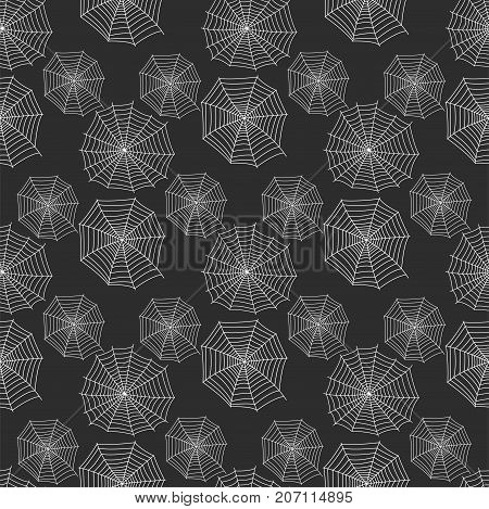 Spider web silhouette arachnid fear graphic flat scary animal seamless pattern background vector.