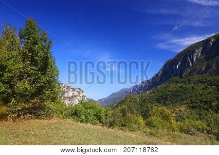 Alpine landscape in Cernei Mountains, Romania, Europe