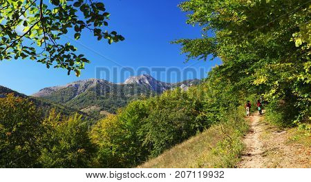 Mountain fall landscape in Cernei Mountains, Romania, Europe