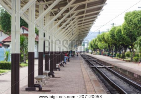 Blurred A railway station in Bangkok, Thailand.