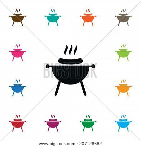 Bbq Vector Element Can Be Used For Bbq, Barbecue, Brazier Design Concept.  Isolated Brazier Icon.