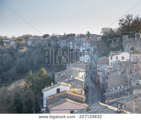 Bomarzo Lazio Italy 26 March 2017. Details of the entire country of Bomarzo from the alleys to the churches and the animals of the place