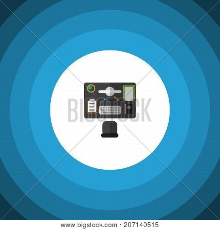 Bureau Vector Element Can Be Used For Bureau, Office, Desk Design Concept.  Isolated Office Desk Flat Icon.