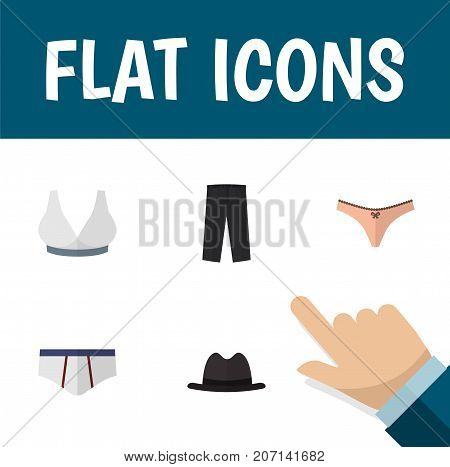 Flat Icon Garment Set Of Brasserie, Lingerie, Underclothes And Other Vector Objects