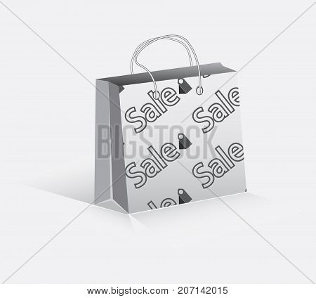 White shopping package. Designer object. Vector illustration