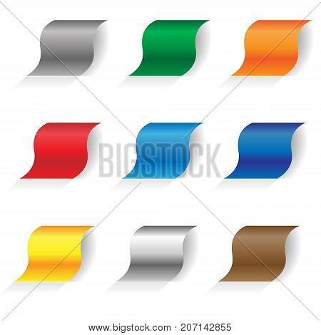 Set of colored sheets of paper in metalic style