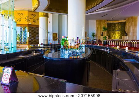Sharm El Sheikh, Egypt - September 26, 2017: The lobbi at Monter Carlo Sharm Resort and SPA at Sharm El Sheikh, Egypt on September 26, 2017