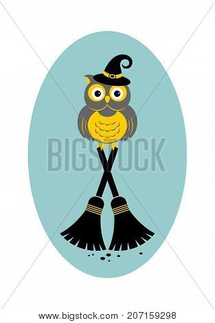 Halloween owl icon or logo in modern line style. Vector illustration