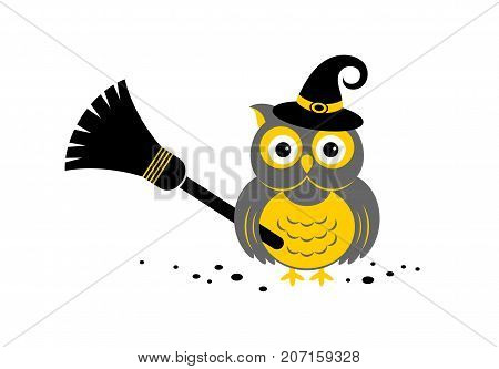 Halloween owl icon or logo in modern line style. Vector illustration