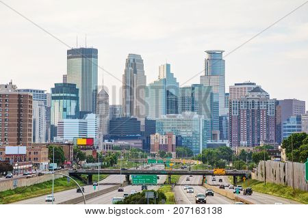 Downtown Minneapolis Minnesota early in the morning
