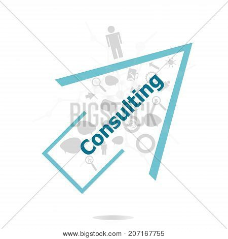Text Consulting. Business Concept . Data Protection And Secure Elements Inforgaphic Set