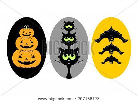 Halloween, stickers or badges, icons or logos in modern line style. Vector illustration