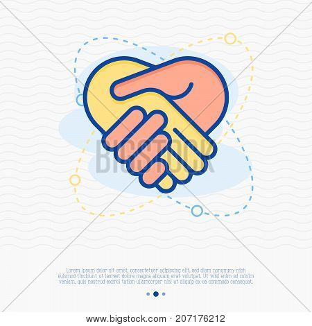 Sponsor thin line icon, handshake. Modern vector illustration.