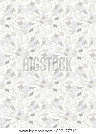 Abstract seamless pattern from many wavy elements. Hidden cubic forms. The contours of the geometric shapes.
