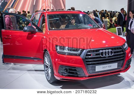 Frankfurt-September 20: Audi SQ7 at the Frankfurt International Motor Show on September 20 2017 in Frankfurt
