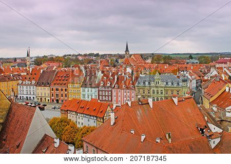 View of medieval town Cheb from the tower, Czech republic