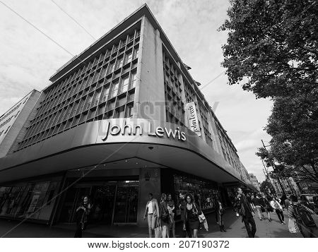 People In Oxford Street In London Black And White