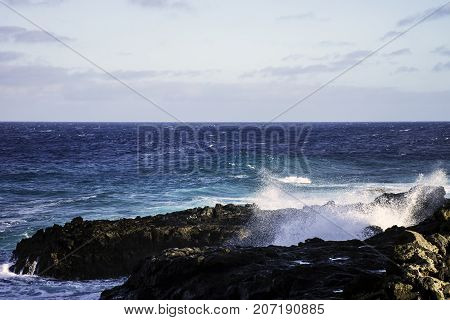 Waves in Atlantic Ocean / Los Cocoteros, Lanzarote, Canary Islands, Spain