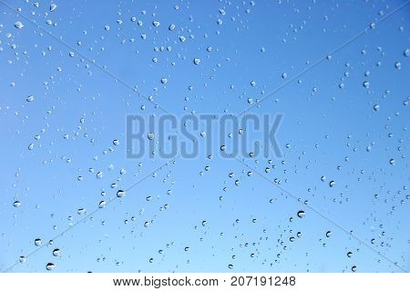 Drops Of A Rain On Window Glass.  Rain Background.