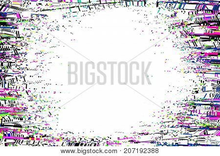 Glitch frame. Display error background. Computer screen digital noise. Abstract business design. Video game glitch. TV signal fail. Technical problem grunge wallpaper.