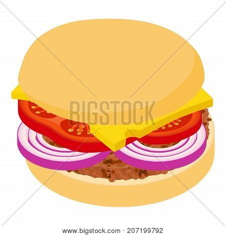 Burger cheese icon. Isometric illustration of burger cheese icon for web