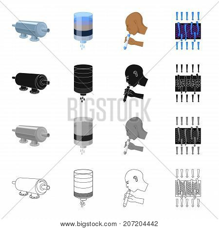 Machinery, filter, system and other  icon in cartoon style.Barrier, equipment, tools, icons in set collection