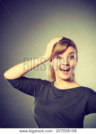 Happy Surprised Charming Female.