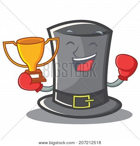 Boxing Thanksgiving hat character cartoon vector illustration