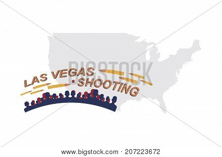 Las Vegas Shooting. Concept Of Terrorism And The Memory Of The Dead. Silhouette Of People And Bullet