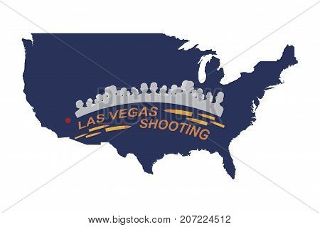 Las Vegas Shooting. Concept Of Terrorism And The Memory Of The Dead. Silhouette Of People And Bullet
