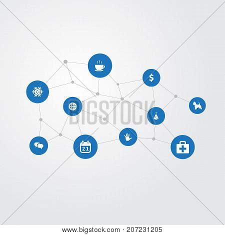 Elements Winter, Money, Hot Drink And Other Synonyms Talk, Medicine And Money.  Vector Illustration Set Of Simple Brood Icons.