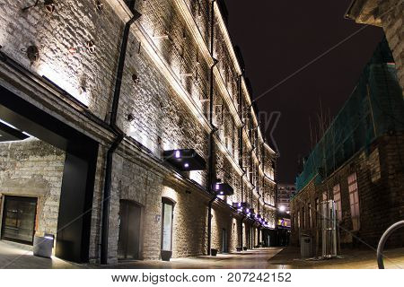 Quarter Rotermanni (Tallinn) long street by night