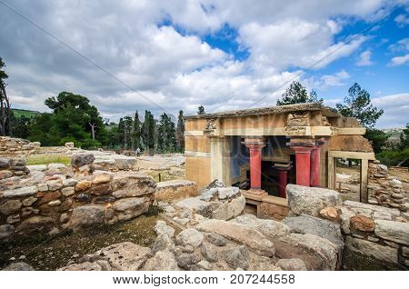 Ancient ruins of the famous Knossos Palace at Heraklion, Crete, Greece