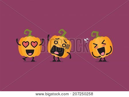 Funny pumpkin character. Halloween concept vector illustration