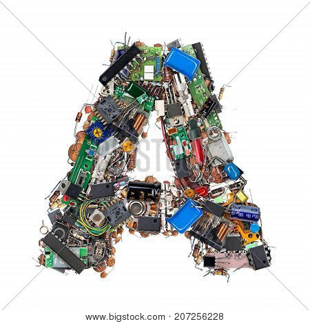 Letter A Made Of Electronic Components