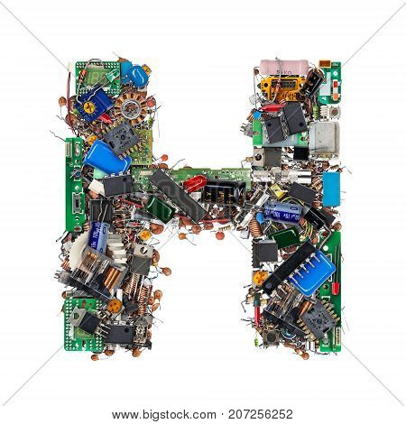 Letter H Made Of Electronic Components
