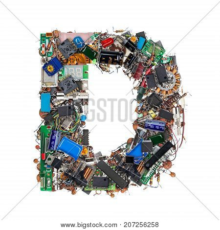 Letter D Made Of Electronic Components