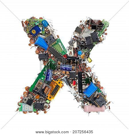Letter X Made Of Electronic Components