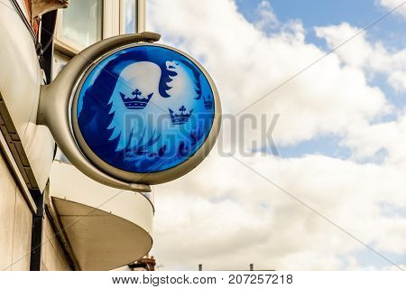 Northampton Uk October 3, 2017: Barclays Bank Logo Sign Stand Northampton Industrial Estate
