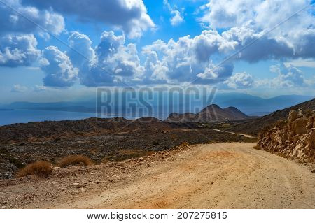 Path of pebbles dig in the mountains of western Crete