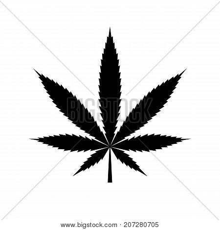 Cannabis icon. Black minimalist icon isolated on white background. Marijuana simple silhouette. Web site page and mobile app design vector element.