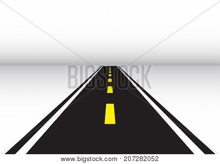 Road long perspective vector illustration. Isolated template