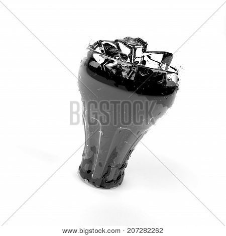 Glass of soda with ice in 3d