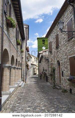 Frontino historic village in Montefeltro Pesaro Urbino Marches Italy). A street
