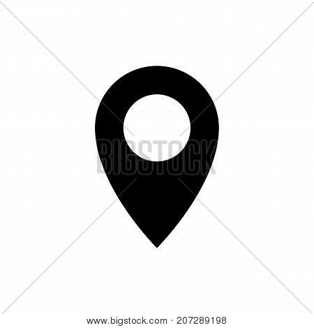 Map pointer icon. Black minimalist icon isolated on white background. Map pointer simple silhouette. Web site page and mobile app design vector element.