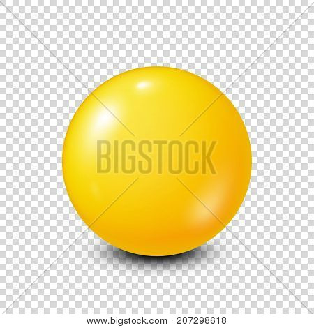 Yellow lottery, billiard, pool ball. Snooker. Transparent background. Vector illustration.