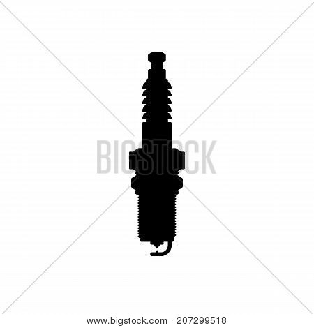 Spark plug icon. Black minimalist icon isolated on white background. Spark plug simple silhouette. Web site page and mobile app design vector element.